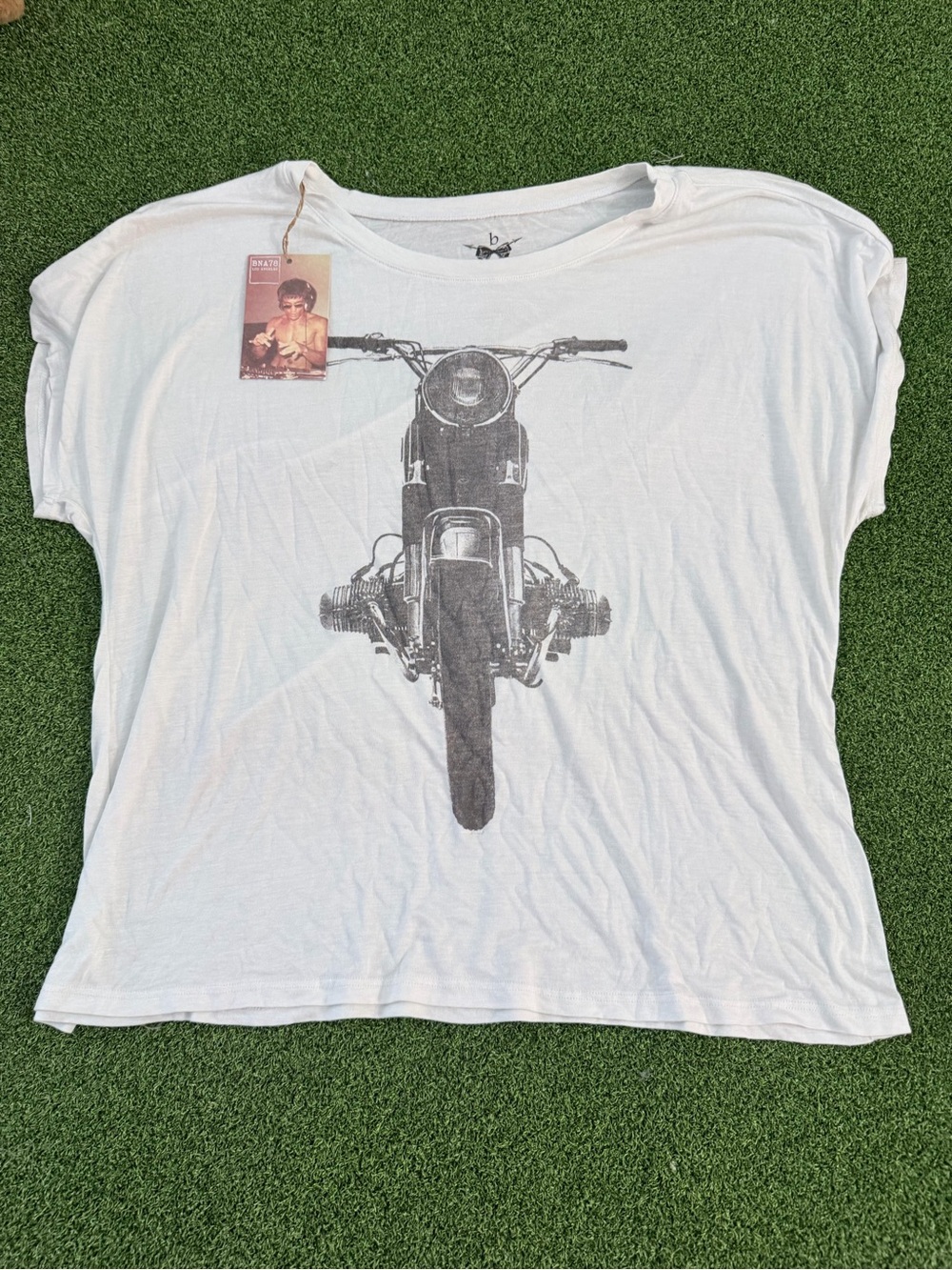 NWT Bow & Arrow Bruce Lee Vintage Motorcycle Graphic Tee White M/L